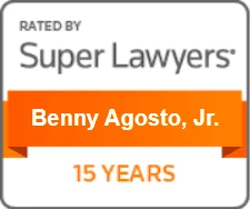 Benny Agosto Jr Super Lawyers Badge for 15 Years of Excellent Ratings