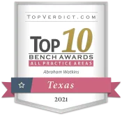 2021 Top 10 Practicing Lawyers in Texas Award.