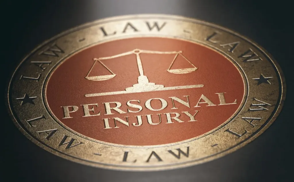 Red and gold sign for a personal injury firm. If you're injured, contact our personal injury lawyers in Houston, TX today.